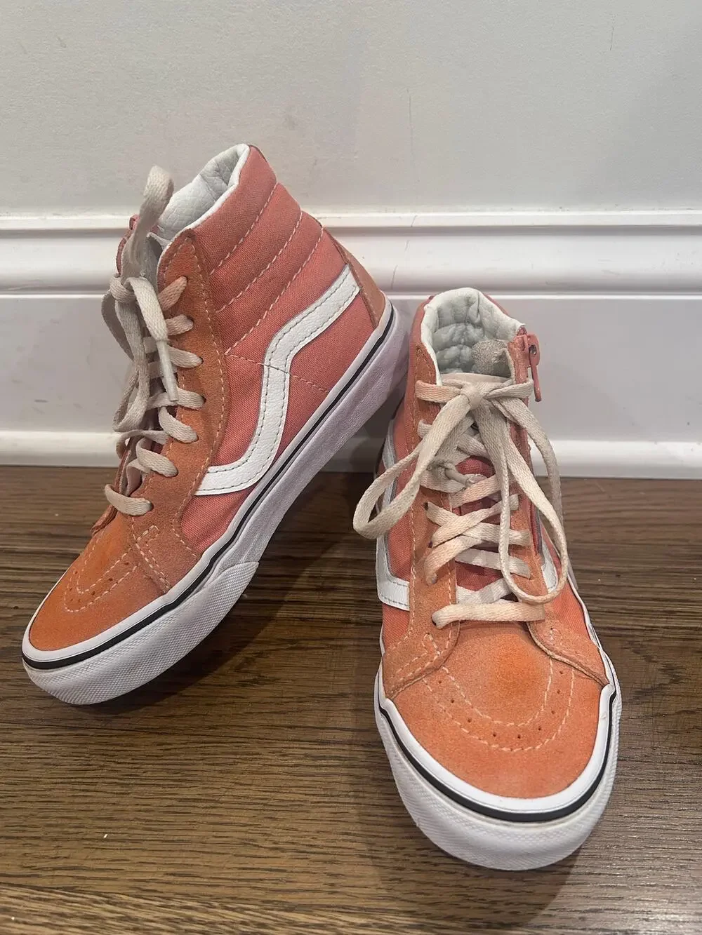 Vans Kids Sk8-Hi Reissue Side Zip Sneakers Peach Orange Sz 1 Back to School